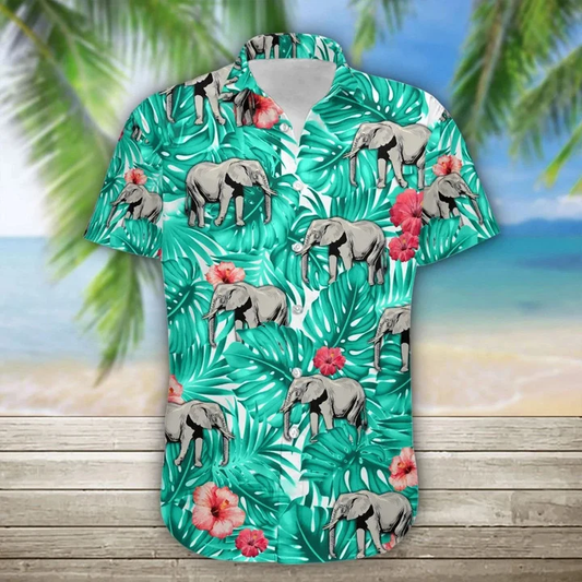 Elephant Awesome Tropical Jungle Design Hawaiian Shirt HO2069