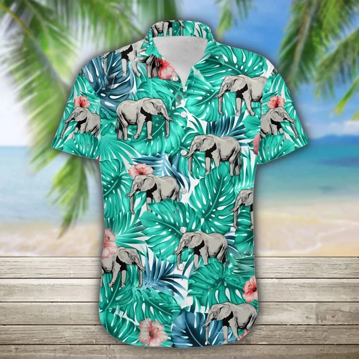 Elephant Wild Animal Tropical Jungle Design Hawaiian Shirt HO1927
