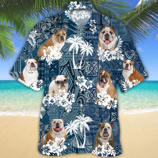 English Bulldog Hawaiian Shirt, Hawaiian shirt vintage Flowers Aloha Shirt For Dog Lovers, Hawaiian shirts for men, women HO2696