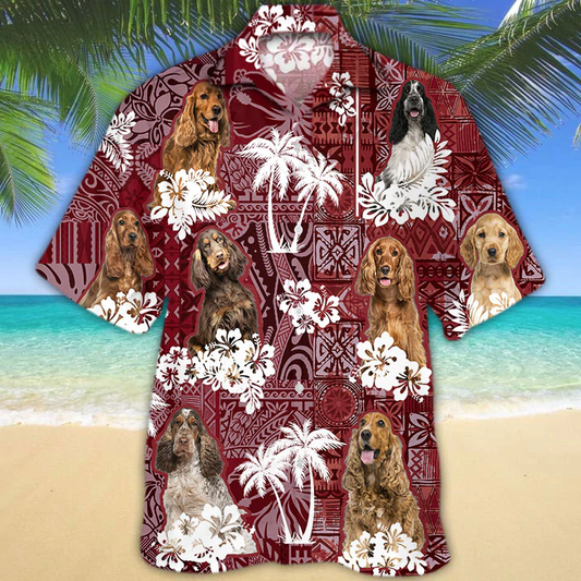English Cocker Spaniel 2 Red Hawaiian Shirt, Gift for Dog Lover Shirts, Animal Summer Shirts, Hawaiian Shirt Men HO1261