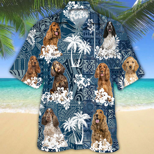 English Cocker Spaniel Hawaiian Shirt, Hawaiian shirt vintage Flowers Aloha Shirt For Dog Lovers HO2694