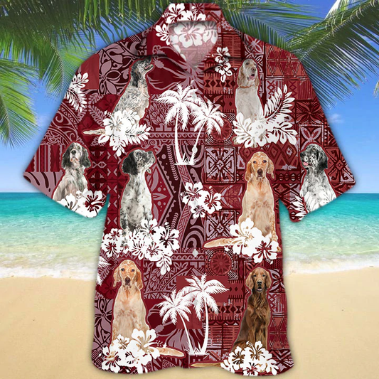 English Setter Red Hawaiian Shirt, Gift for Dog Lover Shirts, Animal Summer Shirts HO1255