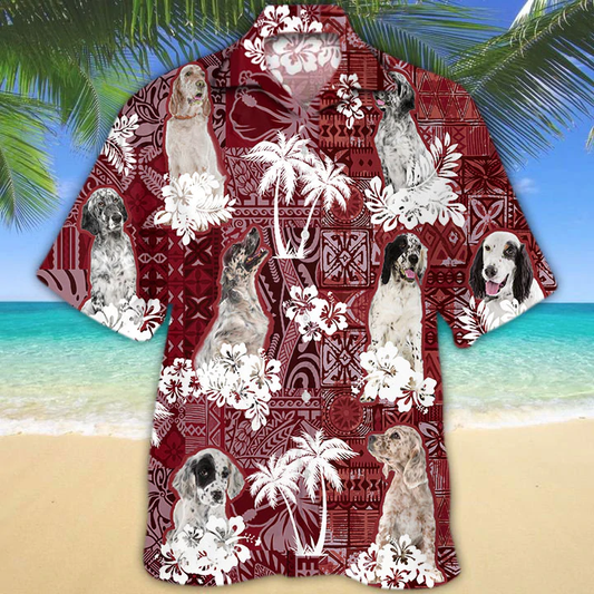 English Setter 2 Red Hawaiian Shirt, Gift for Dog Lover Shirts, Animal Summer Shirts HO1257