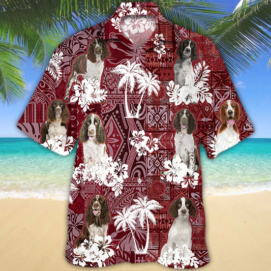 English Springer Spaniel Red Hawaiian Shirt, Gift for Dog Lover Shirts, Animal Summer Shirts HO1256