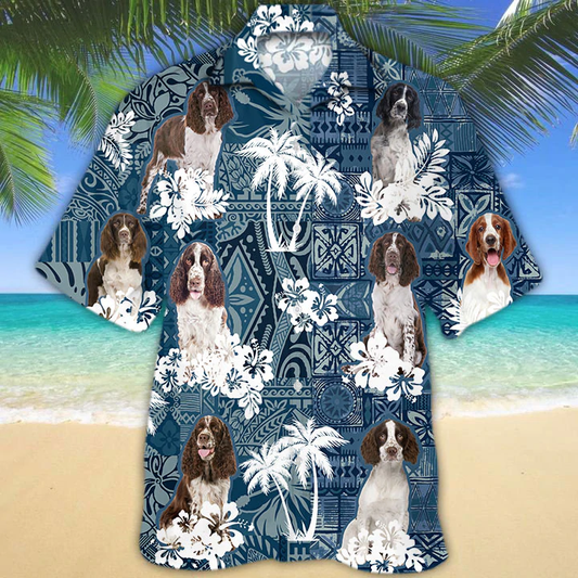 English Springer Spaniel Hawaiian Shirt, Flower dog Short Sleeve Hawaiian Aloha Shirt, hawaiian shirt for men, women HO2692