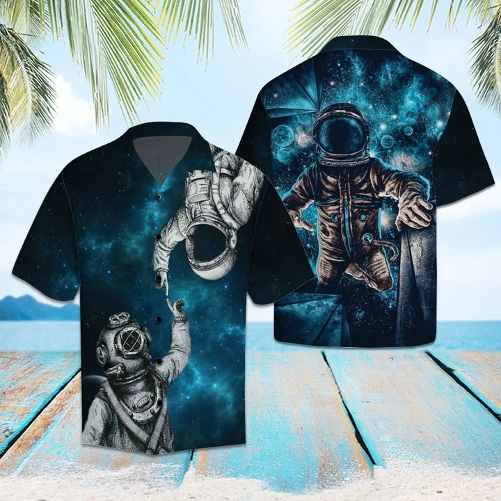 Everything's Falling Into Space With Astronaut Hawaiian Shirt, Short Sleeve Hawaiian Aloha Shirt for men HO1841