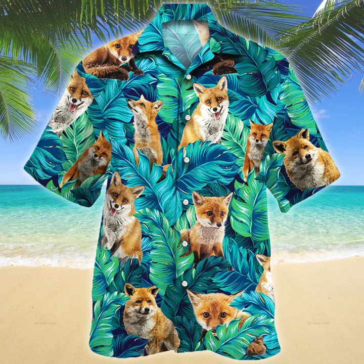 Fox Lovers Hawaiian Shirt, Tropical Fox Men Hawaiian Shirts - Casual Button Down Short Sleeve Shirt HO2484