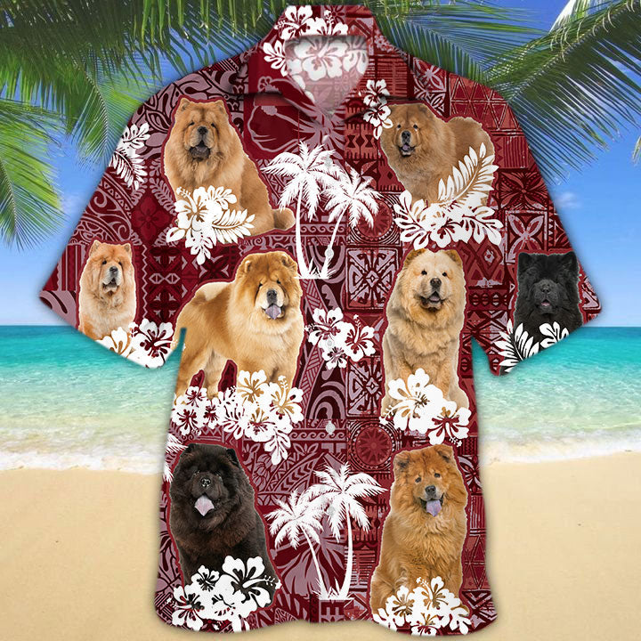 Chow Chow Hawaiian Shirt, Best Hawaii Shirt With Dog Red Tribal Pattern HO5177