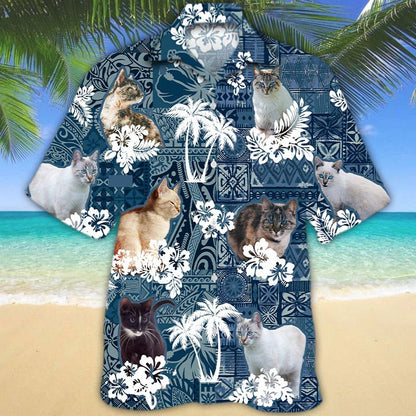 Cat Hawaiian Shirt For Summer Day, 3D Full Print Hawaii Cat Shirts, Cat Aloha Beach Shirt, Gift For Cat Lover HO4856