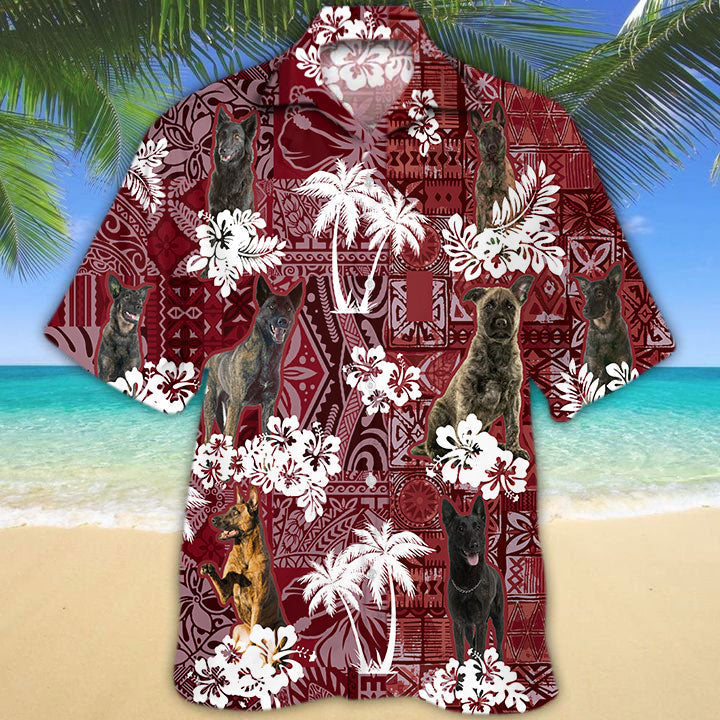 Dutch Shepherd Hawaiian Shirt, Hawaii Shirt Red Tribal For Dog Lovers HO5186