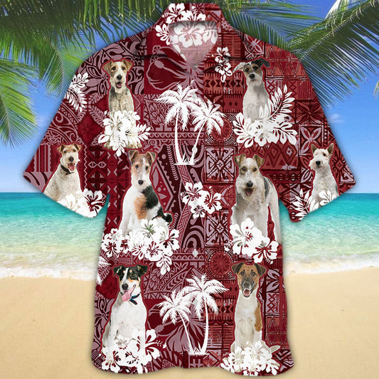 Fox Terrier Hawaiian Shirt, Dog Hawaiian Shirt Red Tribal Pattern HO5195