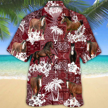 Horse red Hawaiian Shirt, Gift for Horse Lover Shirts, Animal Summer Shirts, Hawaiian Shirt Men HO1269