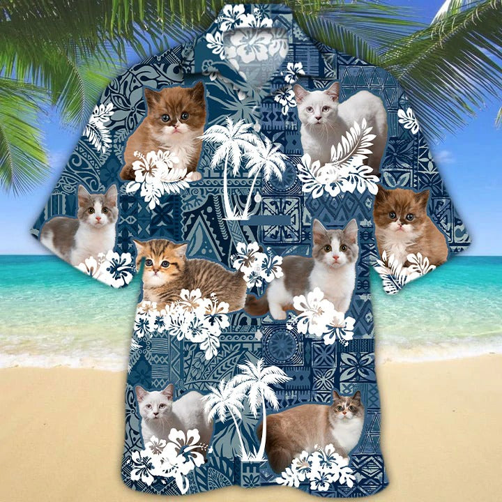 Cat Hawaiian Shirt For Summer Day, 3D Full Print Hawaii Cat Shirts, Cat Aloha Beach Shirt, Gift For Cat Lover HO4856