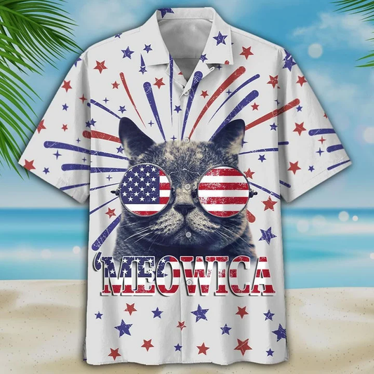 Face Kool Cat Hawaiian Shirt, Cat Lovers, Hawaiian Shirt Men, Cat Shirts, Funny Cat Shirts HO1995