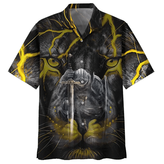 Lighting Gold Lion Hawaiian Shirt, Short Sleeve Hawaiian Aloha Shirt for men and women HO1836