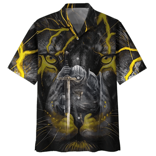 Lighting Gold Lion Hawaiian Shirt, Short Sleeve Hawaiian Aloha Shirt for men and women HO1836