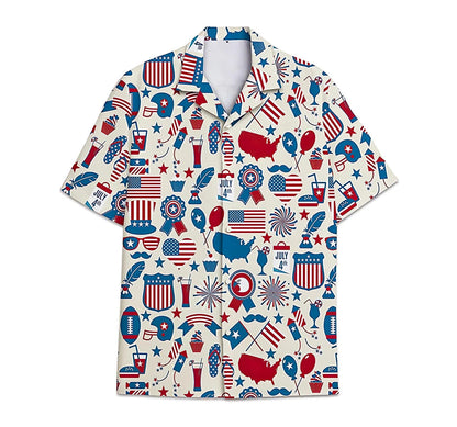 Feather Armorial American Flag Short Tall Button Hawaiian Shirt, Button Up Aloha Shirt For Men, Women HO0850