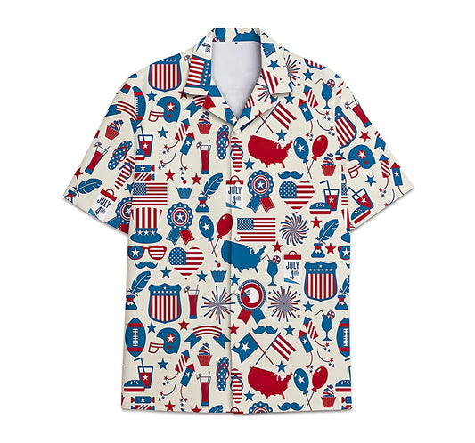 Feather Armorial American Flag Short Tall Button Hawaiian Shirt, Button Up Aloha Shirt For Men, Women HO0850