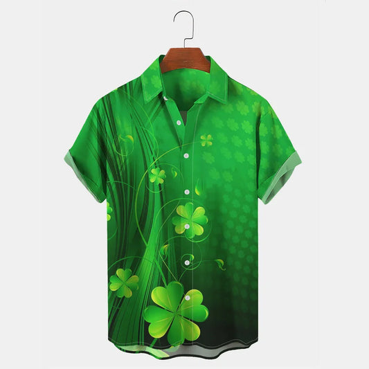 Men's Holiday St. Patrick Leprechaun Day Hawaiian Short Sleeve Shirt, Patrick's day gift PO0112