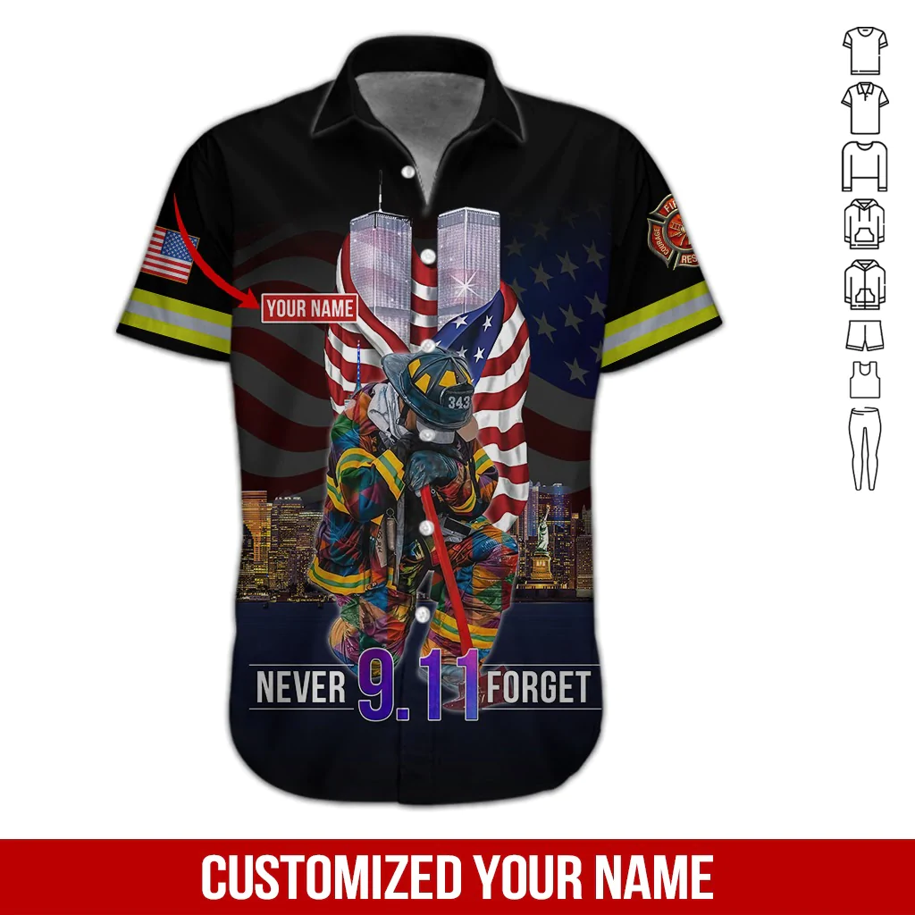 Firefighter Never Forget Custom Hawaiian Shirt For Men & Women, 21 Years Never Forget Shirt, Patriot Day Shirt HO0543