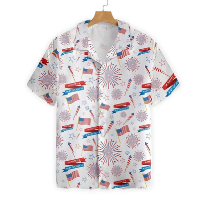 4Th of july hawaii shirt Flag On White Watercolor Hawaiian Shirt HO2056