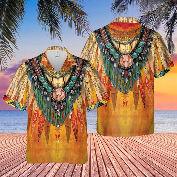 Flamboyant Native America Watercolor Design Hawaiian Shirt HO2013