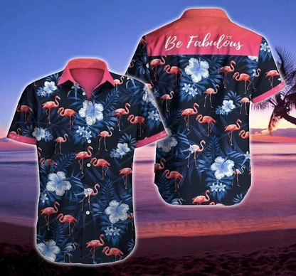 Flamingo Be Fabulous Tropical Leave Pattern Hawaiian Shirt HO1962