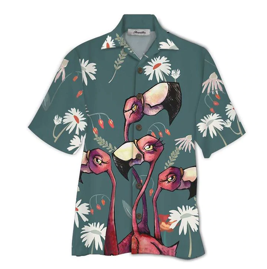 Flamingo Colorful Floral Aloha Hawaiian Shirts For Men & For Women HO2202
