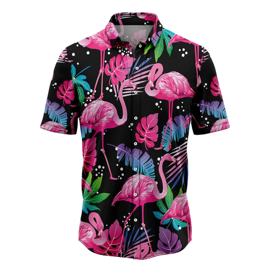 Flamingo Leaf Summer Hawaiian Shirt, Summer gift, Hawaiian Shirts for Men, Aloha Beach Shirt HO1042