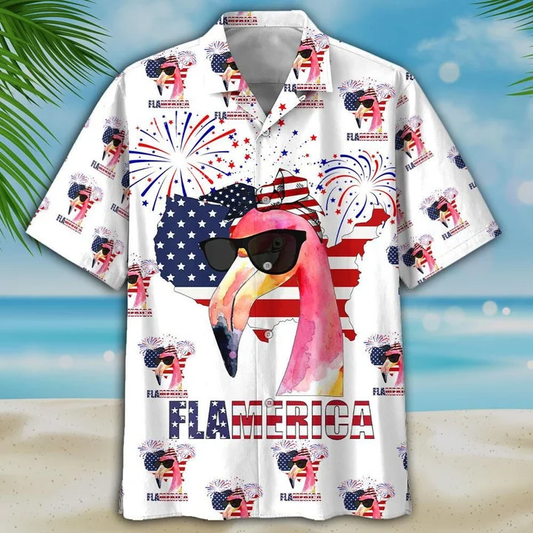Flamingo American flag Hawaiian shirt for Men women HO1715