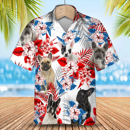 French Bulldog American flag Hawaiian Shirt, Summer aloha shirt, Men Hawaiian shirt, Gift for summer HO0797