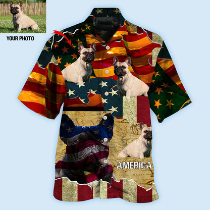 French Bulldog America Sunset Custom Photo Hawaiian Shirt, Hawaiian Shirt for Men Women Love Dog HO4251