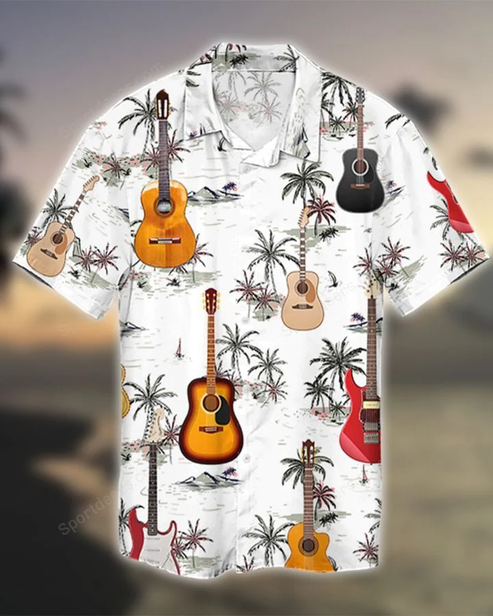 Guitar - Palm Tree Tropical Hawaiian Shirt, Summer gift, Hawaiian Shirts for Men, Aloha Beach Shirt HO1011