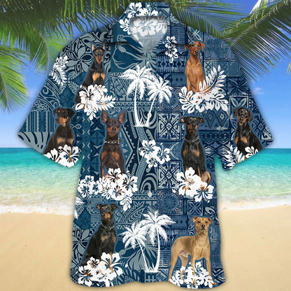 German Pinscher Hawaiian Shirt, Flower dog Short Sleeve Hawaiian Aloha Shirt, hawaiian shirt for men, women HO2691