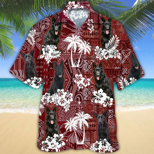 German Shepherd Red Hawaiian Shirt, Gift for Dog Lover Shirts, Animal Summer Shirts HO1251
