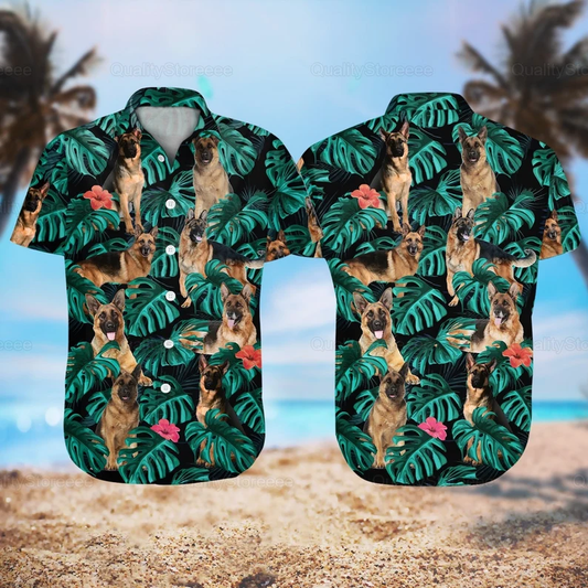 German Shepherd Hawaii Shirt, Hawaiian Shirts, Beach Vacation Shirt HO2334