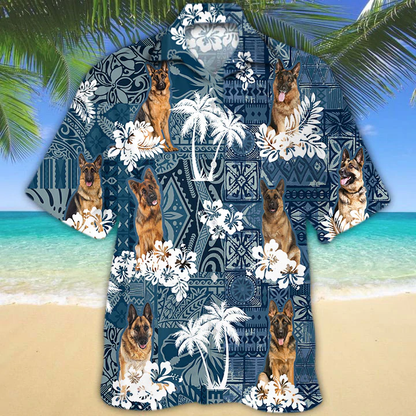 German Shepherd Hawaiian Shirt, Flower dog Short Sleeve Hawaiian Aloha Shirt, hawaiian shirt for men, women HO2690