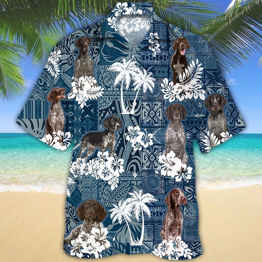 German Shorthaired Pointer Hawaiian Shirt, Flower dog Short Sleeve Hawaiian Aloha Shirt, Gift for Dog lovers HO2687