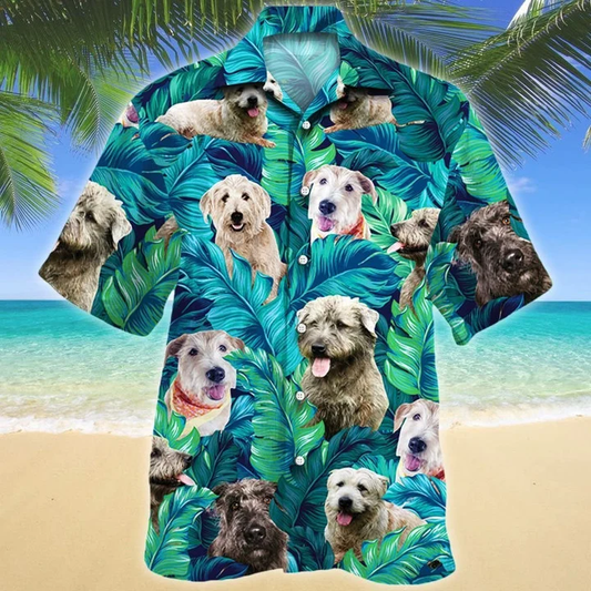 Glen Of Imaal Terrier Dog Lovers Blue And Green Leave Hawaiian Shirt HO1884