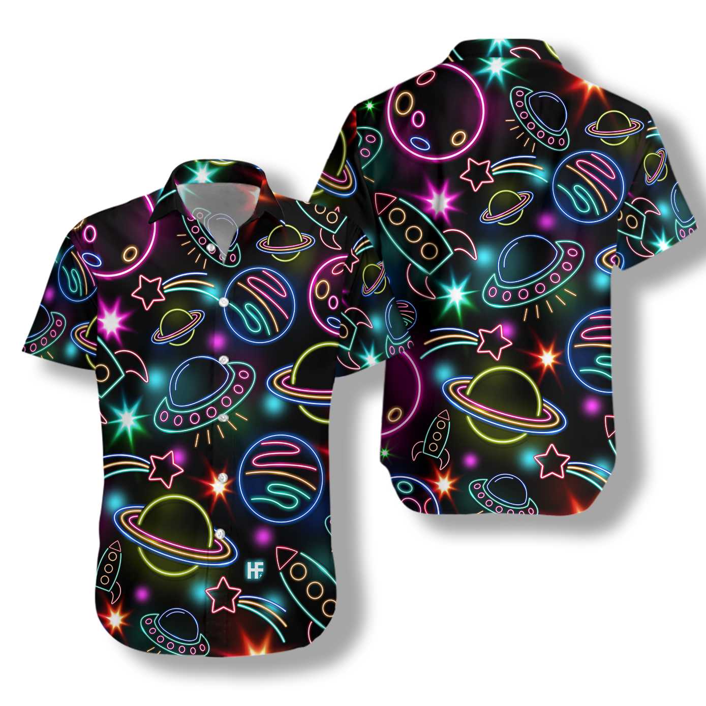 Glowing Space With Rainbow Star Hawaiian Shirt HO2907