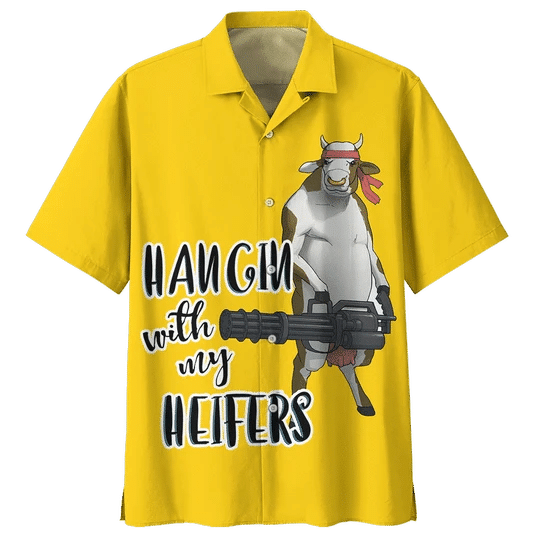 Gold Cow Watercolor Design Hawaiian Shirt HO1750