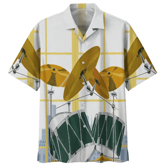 Gold Drum Background Hawaiian Shirt for Men, women HO1817