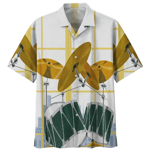 Gold Drum Background Hawaiian Shirt for Men, women HO1817