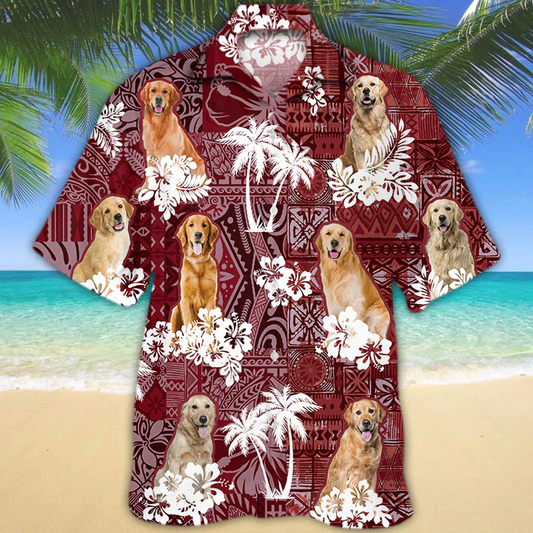 Golden Retriever Hawaiian Shirt, Gift for Dog Lover Shirts, Men's Hawaiian shirt HO1238