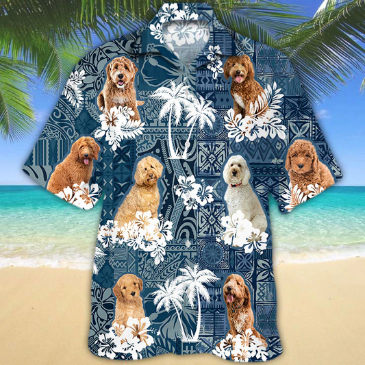 Goldendoodle Hawaiian Shirt, Goldendoodle aloha shirt, Flower dog Short Sleeve Hawaiian Aloha Shirt HO2686