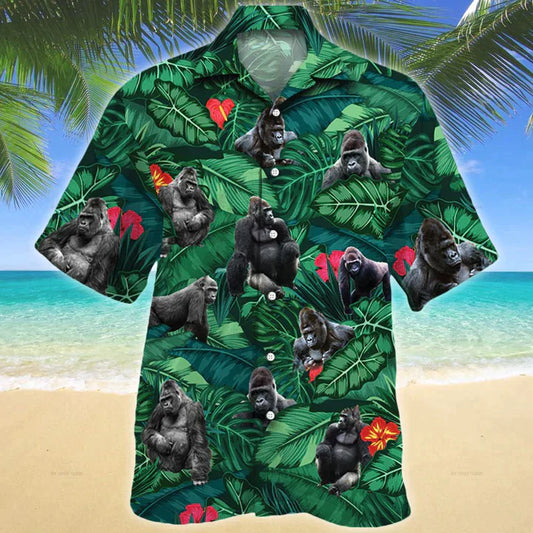 Gorilla Lovers Gift Hawaiian Shirt, Gorilla aloha shirt, Summer Short Sleeve Hawaiian Aloha Shirt for men, Women HO0127