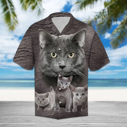 Gray Russian Cat Staring At You Hawaiian Shirt HO1805