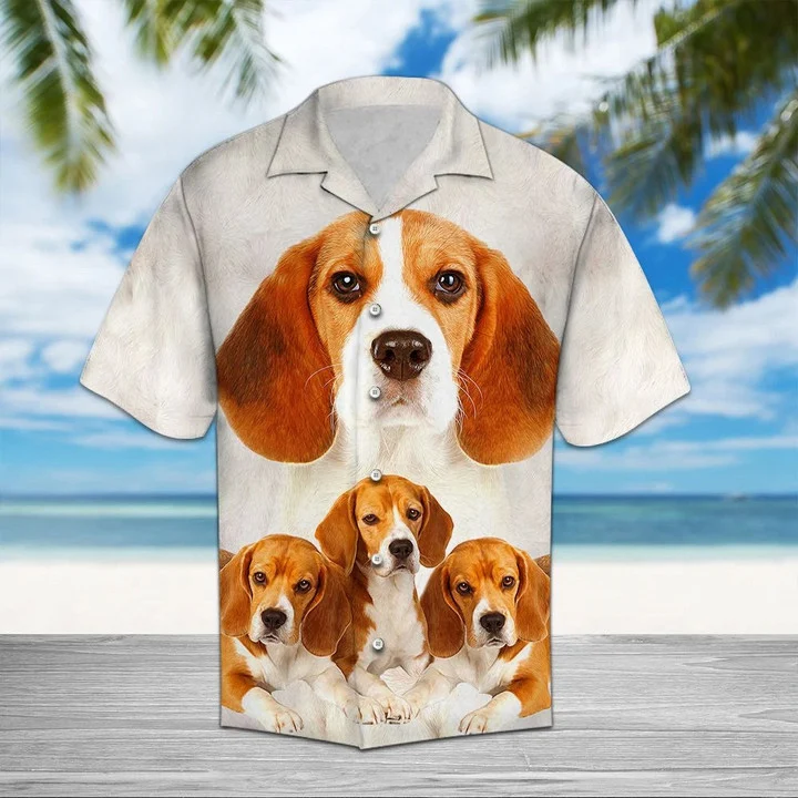 Great Beagle Dog Family Portrait Themed Hawaiian Shirt HO1920