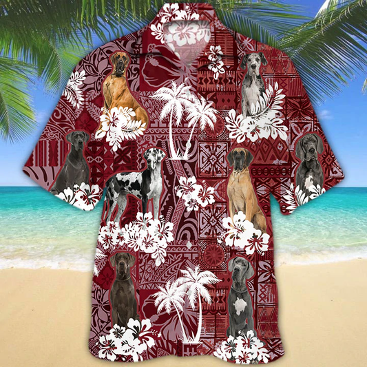 Great Dane Hawaiian Shirt, Gift for Dog Lover Shirts, Men's Hawaiian shirt HO1235