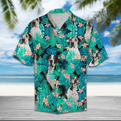 Great Dane Tropical Forest Hawaiian Shirt, Great Dane summer hawaii shirt for Men HO1867